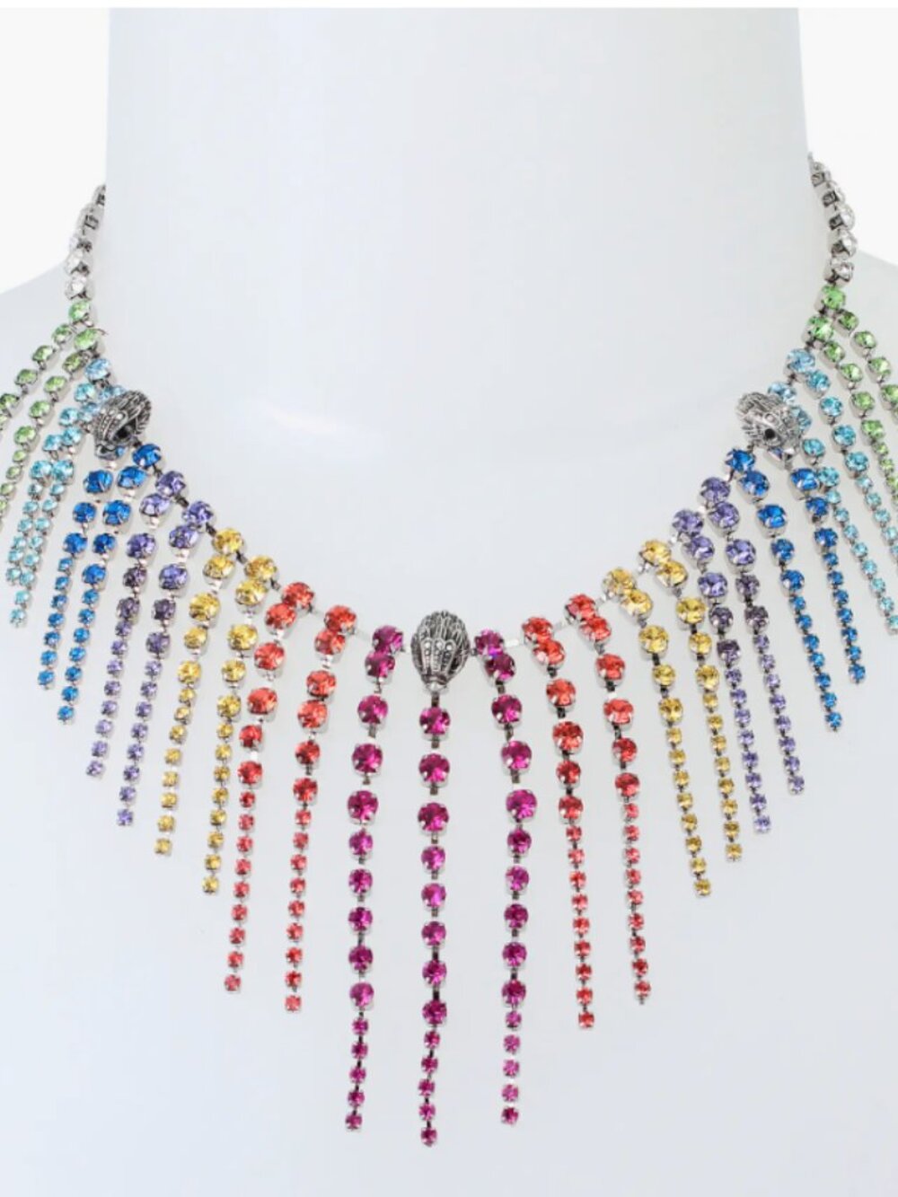 NWOT - Kurt Geiger London Rainbow Crystal Fringe Bib Necklace